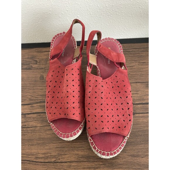 New Unstructured By Clarks Red Wedge Espadrille Sandals 8.5 - Picture 1 of 5